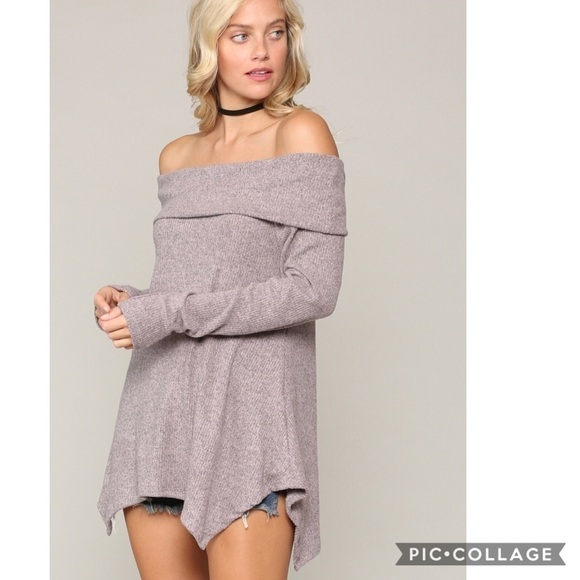 SALE!! HP!! 🎉🎉🎉Off the Shoulders Dusty Rose Sweater - Picture 1 of 7